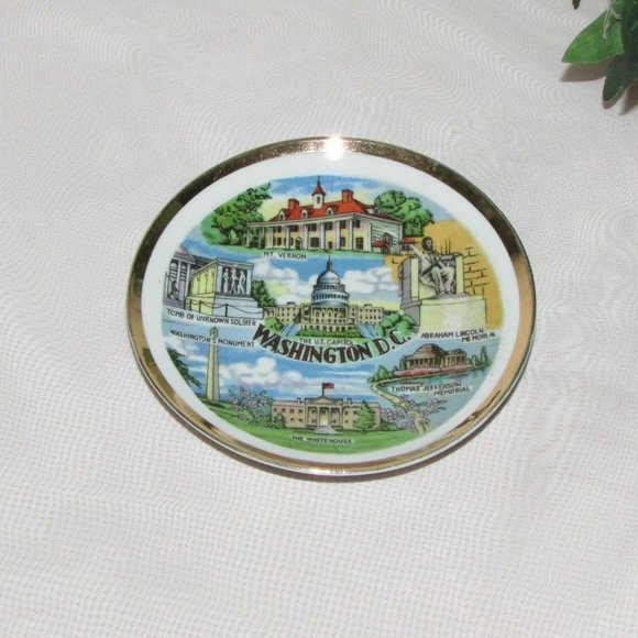 Washington DC Vintage Souvenir Trinket Dish Miniature Plate - Picture 1 of 3
